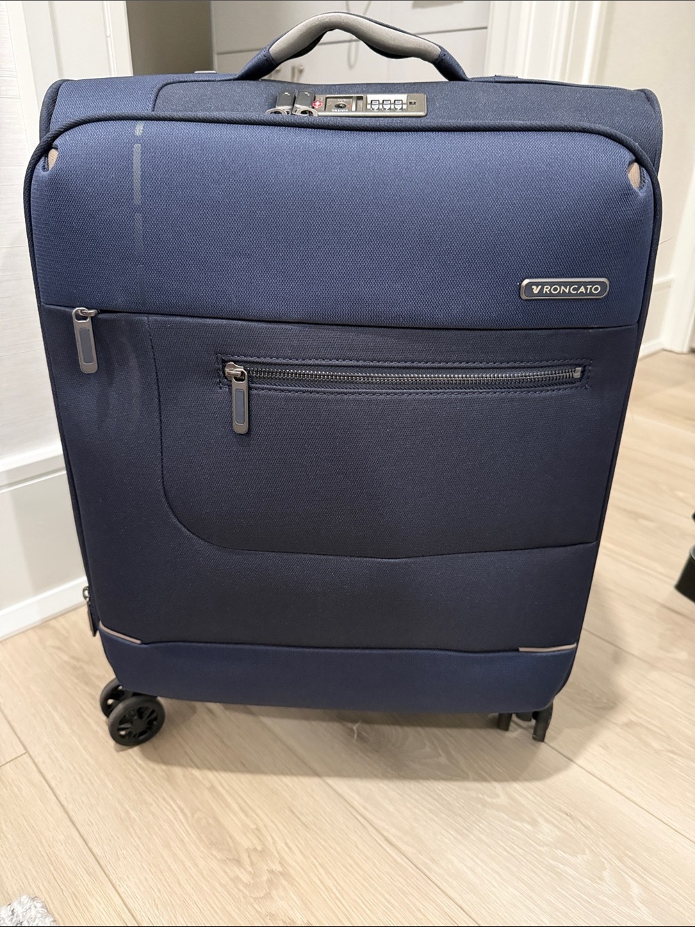 Roncato TSA-Approved Navy Carry-On with Built-In Lock and Expander